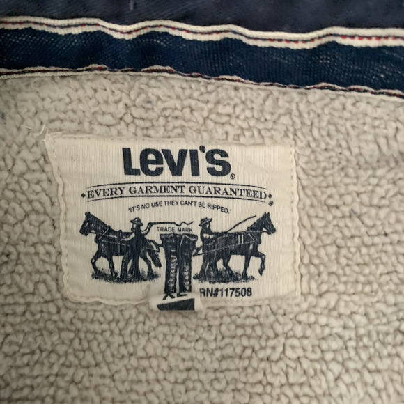 Vintage 90s Levi’s Jacket Mens XL Fleece Lined Shacket Blue Shirt Pockets - Picture 2 of 8